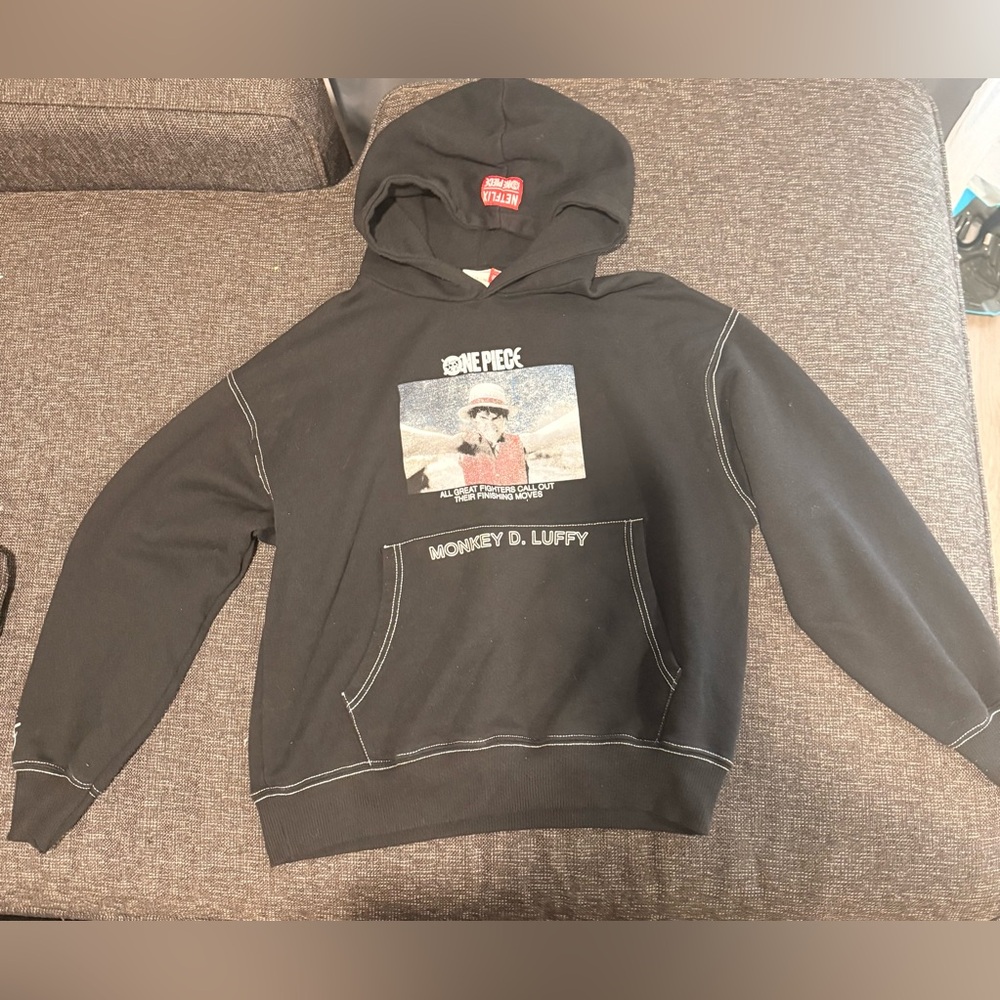 Boys Zara Black One Piece 'Monkey D. Luffy' Graphic Hoodie